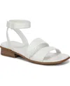 Naturalizer Women's Effie Square Toe Block Heel Flat Sandals In White Faux Leather