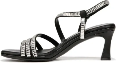 Pre-owned Naturalizer Women's Galaxy 2 Sandal In Black Satin