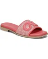 Naturalizer Genevieve Slide Sandal In Sunset Coral Pink Woven Fabric,faux Leat