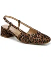 Naturalizer Women's Harper Block Heel Square Toe Slingback Pumps In Leopard Print Fabric