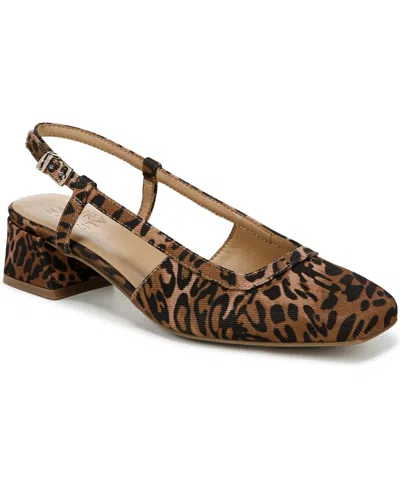 Naturalizer Women's Harper Block Heel Square Toe Slingback Pumps In Leopard Print Fabric
