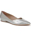 Naturalizer Women's Havana Pointed Toe Ballet Flats In Silver Snake Embossed Leather