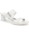 Naturalizer Women's Ida 2 Square Open Toe Slide Dress Sandals In White Faux Leather