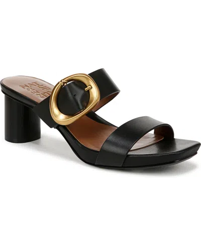 Naturalizer Women's Ida Square Open Toe Slide Dress Sandals In Black Leather