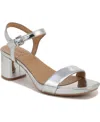 Naturalizer Izzy Ankle Straps In Silver Faux Leather