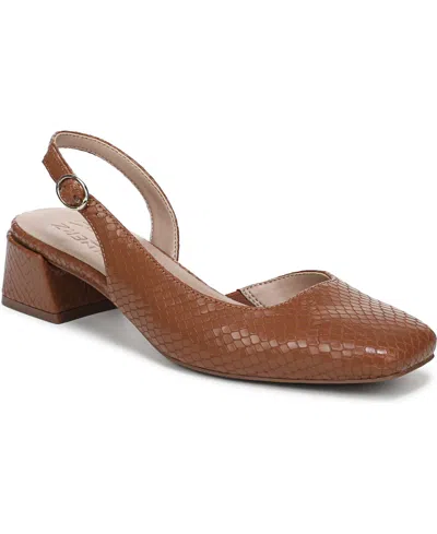 Naturalizer Women's Jayla Mid-heel Square Toe Slingback Pumps In Brown Snake Print Faux Leather