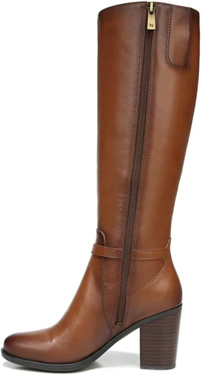 Pre-owned Naturalizer Women's Kalina Knee High Tall Boots In Cider Spice Brown Leather Narrow Calf
