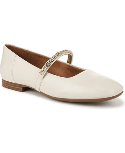 Naturalizer Women's Kelly-chain Square Toe Mary Jane Flats In Warm White Faux Leather