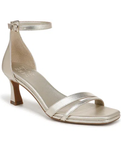 Naturalizer Women's Khloe Open Square Toe Dress Sandals In Champagne Gold Faux Leather