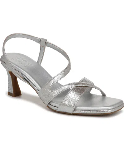 Naturalizer Women's Kieran Open Square Toe Dress Sandals In Silver Faux Leather