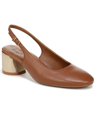 Naturalizer Women's Lane Closed Round Toe Slingback Pumps In English Tea Brown Leather