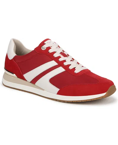 Naturalizer Women's Lorena Closed Round Toe Lace Up Sneakers In Deep Red,white Fabric,suede,leather