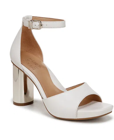 Naturalizer Women's Malia Block Heel Open Square Toe Platform Sandals In Warm White Faux Leather