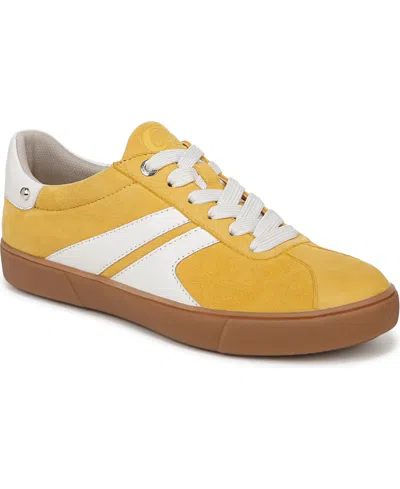 Naturalizer Women's Medina Round Toe Lace Up Sneakers In Spicy Yellow,white Suede,leather