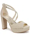 Naturalizer Melody Platform Sandal In Light Tan Metallic Woven Fabric
