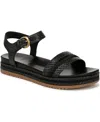 Naturalizer Neila 2 Ankle Strap Platform Sandal In Black Raffia,fabric