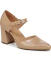 Naturalizer Women's Pixie Mary Jane Pointed Toe Block Heel Pumps In Taupe Faux Leather