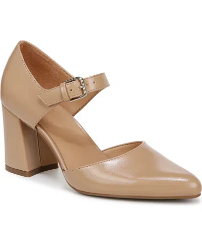 Naturalizer Women's Pixie Mary Jane Block Heel Pumps In Taupe Faux Leather