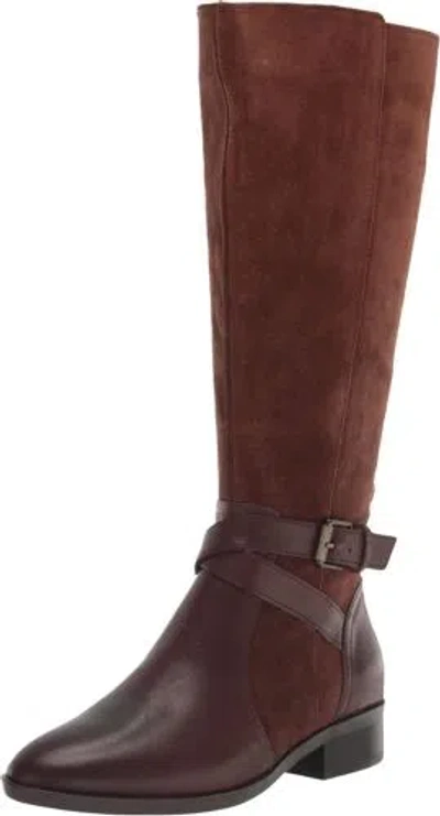 Pre-owned Naturalizer Women Rena Knee High Riding Boot In Chocolate Wide Calf