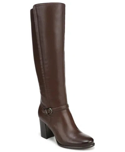 Naturalizer Women's Sasha Faux Leather Wide Calf Zip Tall Boots In Brown