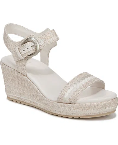Naturalizer Women's Stella Open Round Toe Wedge Sandals In Eggshell Beige Raffia