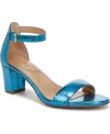 Naturalizer Vera Glitz Ankle Strap Sandal In Blue Metallic Snake Embossed Leather