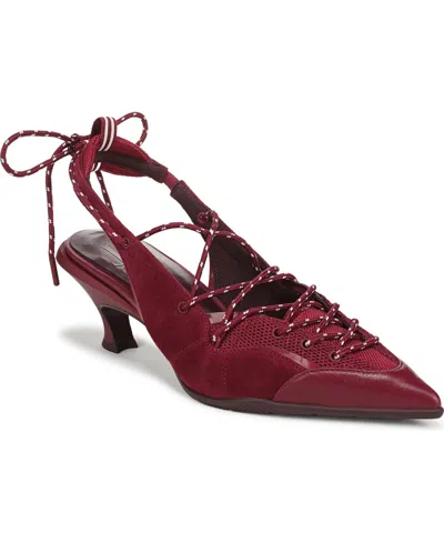 Naturalizer Women's Zeva Lace-up Slingback Kitten Heel Pumps In Red