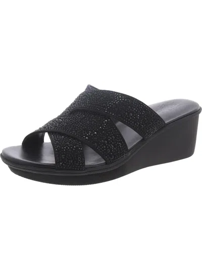 Naturalizer Womens Embellished Slide Wedge Sandals In Black