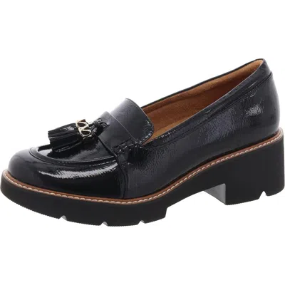 Naturalizer Womens Faux Leather Slip On Loafers In Black