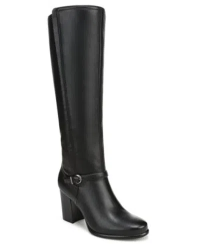 Naturalizer Womens Sasha Faux Leather Zip Tall Regular Wide Calf Boots In Black