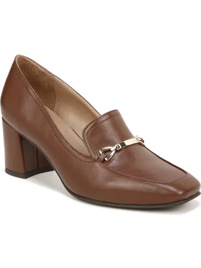 Naturalizer Wyrnie Womens Patent Slip On Loafer Heels In Brown
