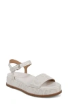 Naturalizer Zane Ankle Strap Platform Sandal In Beige Snake Embossed Faux Leather