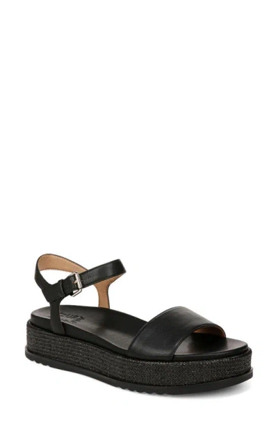 Naturalizer Zane Ankle Strap Platform Sandal In Black Faux Leather