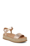 Naturalizer Zane Ankle Strap Platform Sandal In Rose Gold Faux Leather