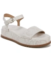 Naturalizer Zane Ankle Strap Platform Sandal In Beige Snake Embossed Faux Leather