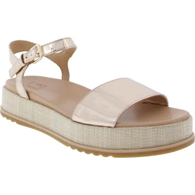 Naturalizer Zane Womens Faux Leather Ankle Strap Platform Sandals In Gold