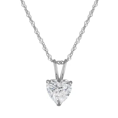 Naturalux 14k White Gold 1 Ct Lab Grown Diamond Solitaire Necklace