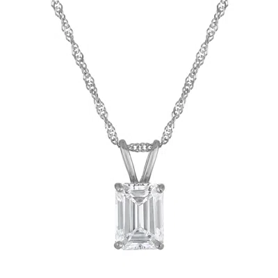 Naturalux 14k White Gold 1 Ct Lab Grown Diamond Solitaire Necklace In Metallic
