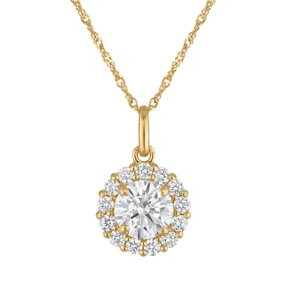 Naturalux 14k Yellow 1.4 Cttw Lab Grown Diamond Halo Necklace In Gold