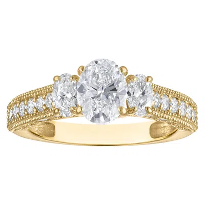Naturalux 14k Yellow Gold 3-stone 2 Cttw Lab Grown Diamond Ring