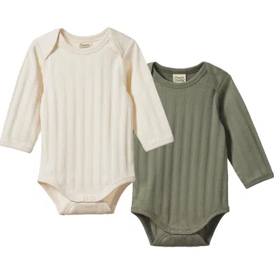 Nature Baby 2-pack Long Sleeve Organic Cotton Bodysuits In Neutral