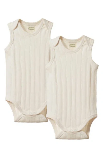 Nature Baby 2-pack Sleeveless Organic Cotton Bodysuits In Neutral