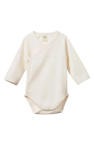 Nature Baby Long Sleeve Organic Cotton Wrap Bodysuit In Silver