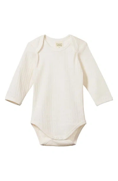 Nature Baby Long Sleeve Pointelle Bodysuit In White