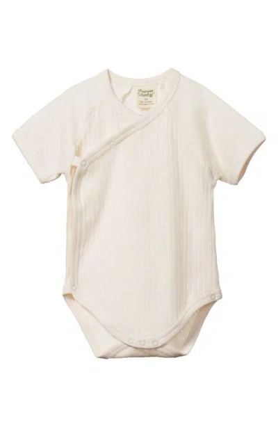 Nature Baby Pointelle Faux Wrap Bodysuit In Neutral