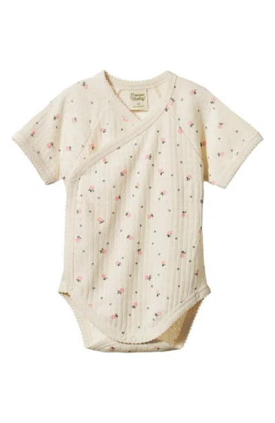 Nature Baby Pointelle Faux Wrap Bodysuit In Neutral