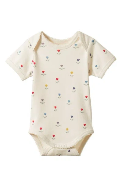 Nature Baby Print Organic Cotton Bodysuit In Neutral