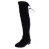 Nature Breeze Womens Faux Suede Almond Toe Over-the-knee Boots In Black