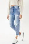 Nature Denim High Rise Crop Mom Jean In Light Wash In Blue