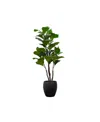 Nature's Elements Artificial Fiddle Tree In Wooden Pot, 48" In Black